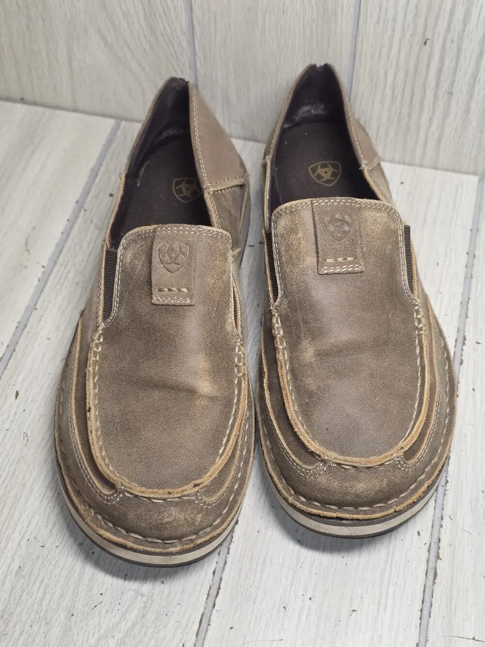 Ariat Cruiser Brown Leather Loafer Shoes Bomber Relaxed Bark Casual Mens 8.5D